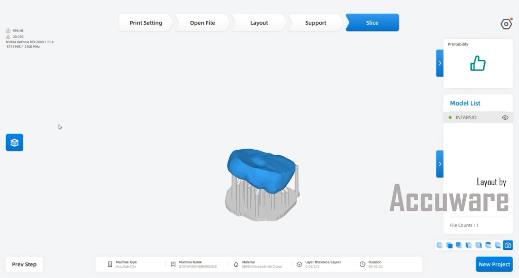 Restoration design in Accuware software