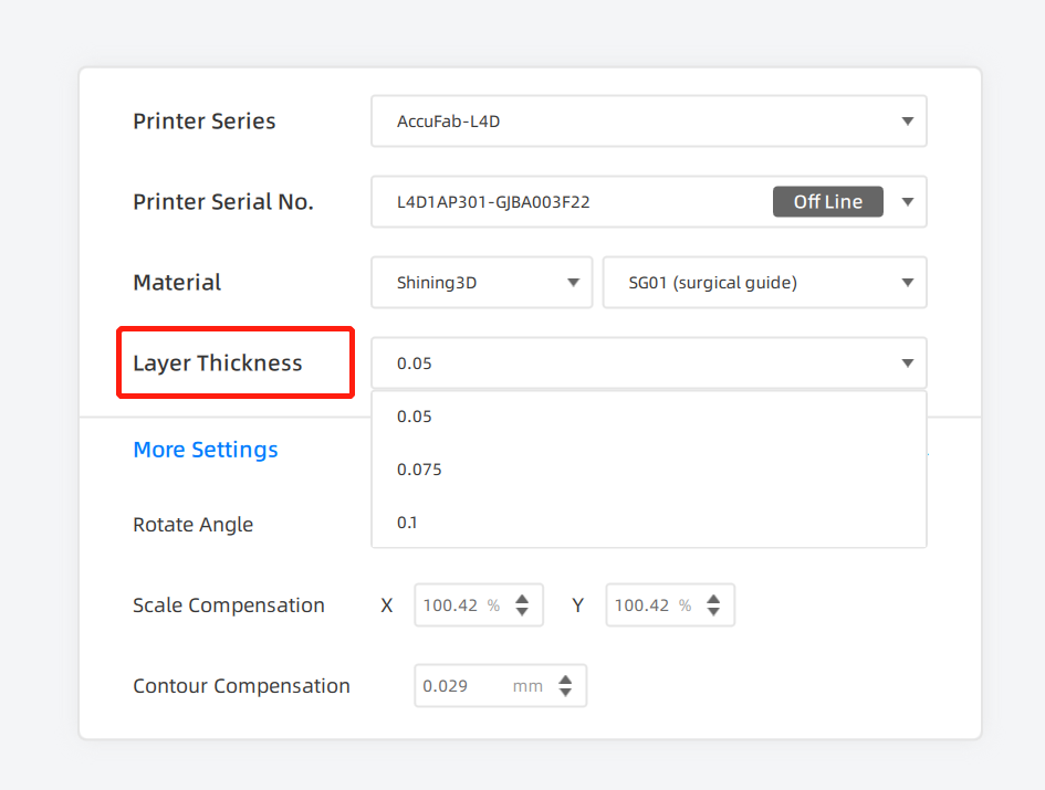 set the parameter before printing a surgical guide