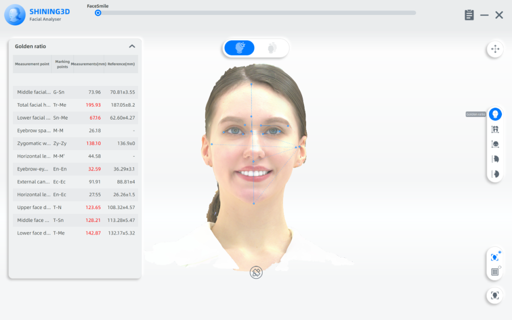 Face analysis module recognises the feature points automatically