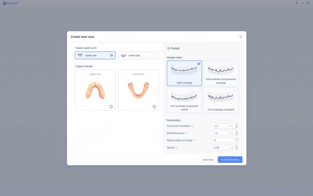 SHINING 3D CreSplint design